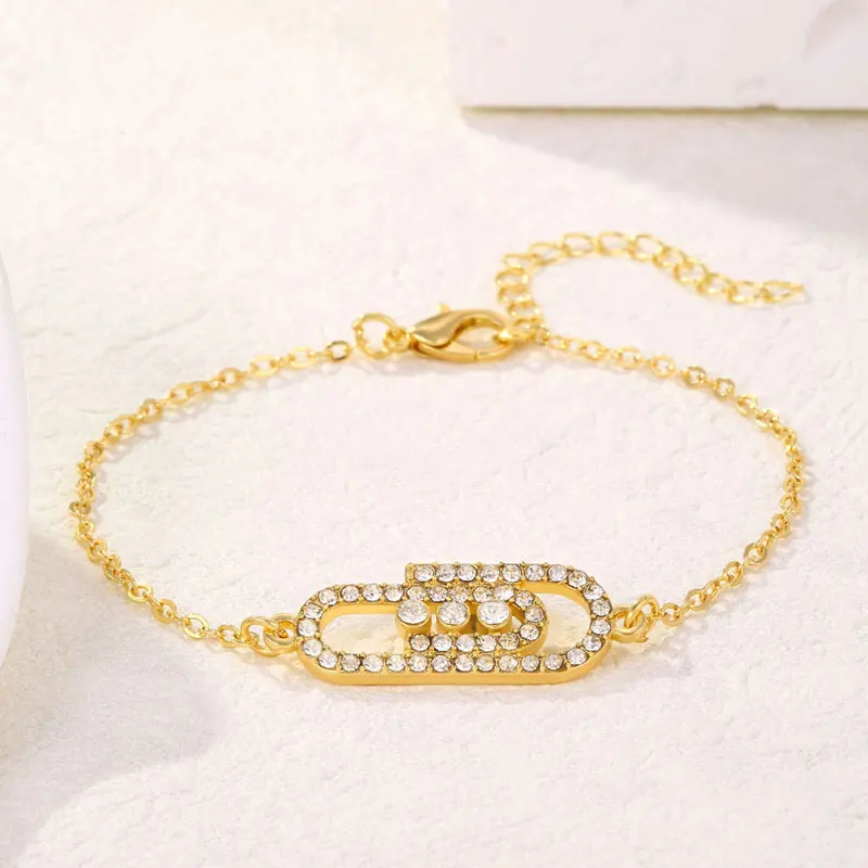 CDD New Arrival Geometric Three Sparkle Rhinestone Spiral Bracelet Gold Plated Jewelry for Women Party Accessories
