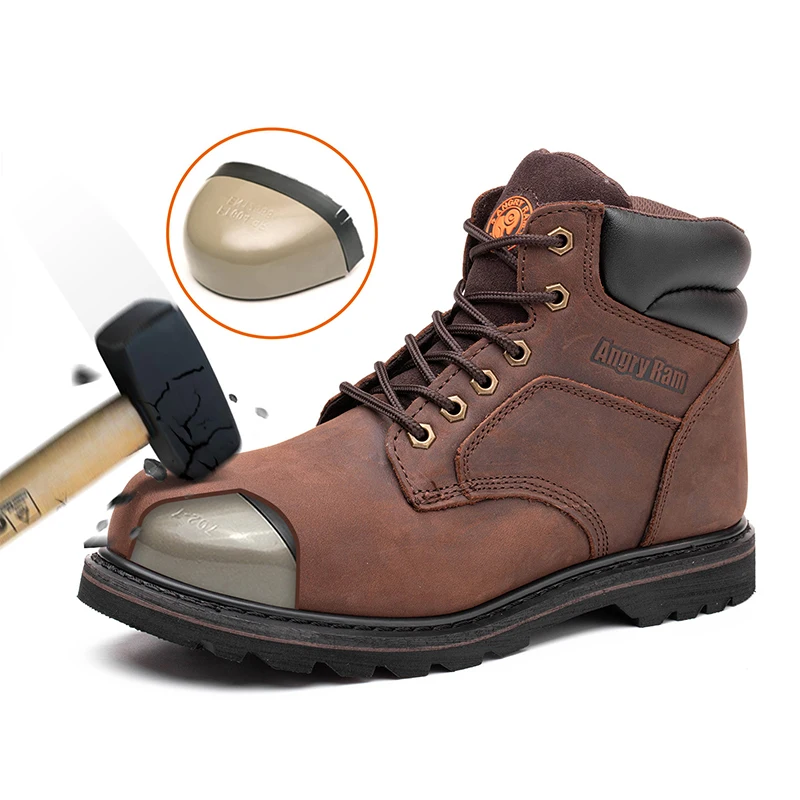 Водонепроницаемая Защитная Кожаная обувь для строительной промышленности, очень широкие рабочие ботинки из стали для леса