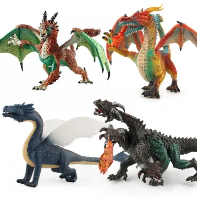 Evil dragon Variant and wild two heads dragons figures mythical wild animal set  dinosaur toy for kids gifts