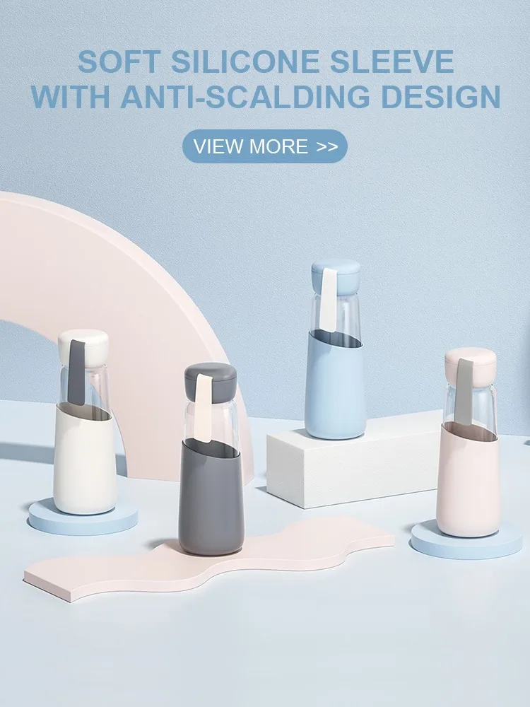 Promotion Custom Packing Unbreakable Double Wall Holy Borosilicate Glass Bottle Of Water Color Online With Cover And Silicone