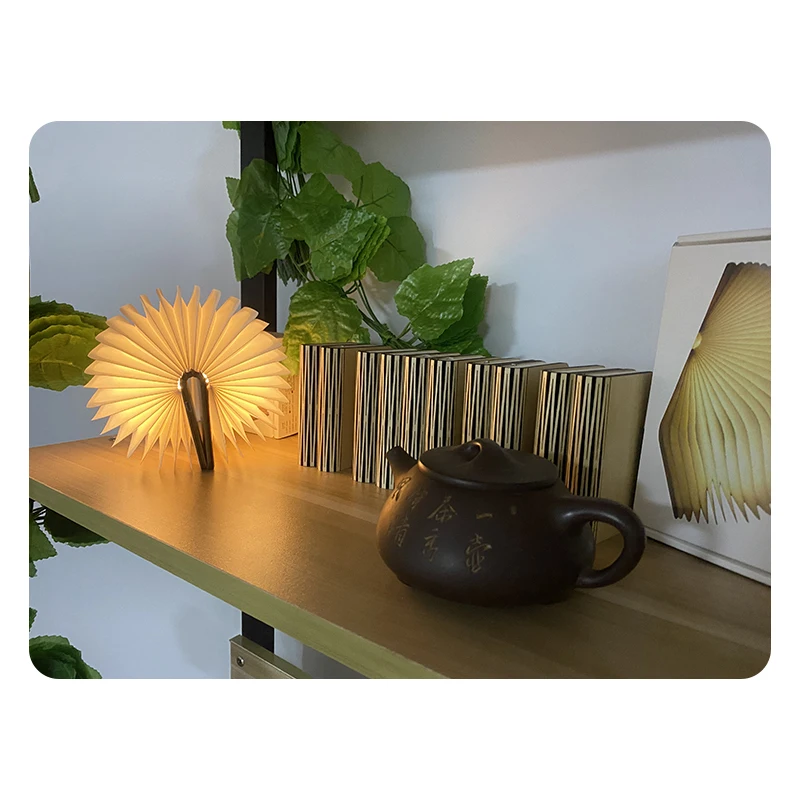 Customized Mini Design Vintage Change Color Wooden Shell LED Book Lamp Light