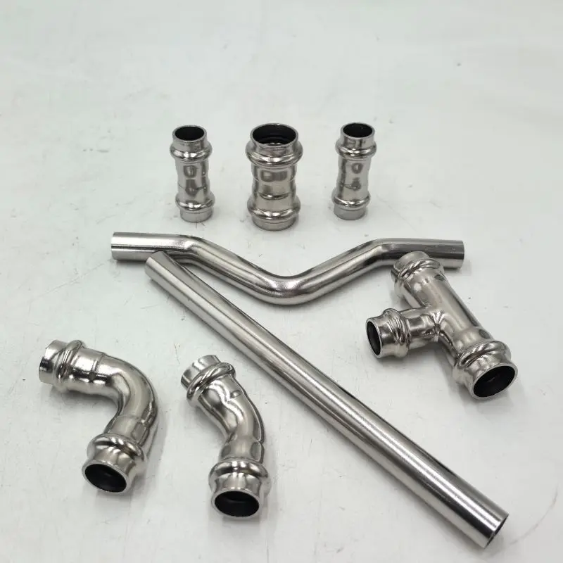 15mm DVGW V-profile Press Plumbing Fittings elbow/tee/coupling/ pipe/bridge Stainless Steel 304/316L