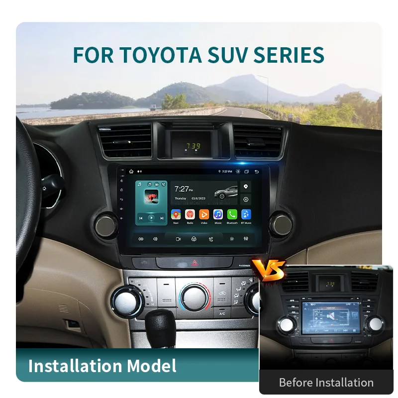 Android 13 Car Radio Stereo Multimedia Video Player For Toyota Highlander/Fortuner/Harrier/C-HR With GPS Navigation