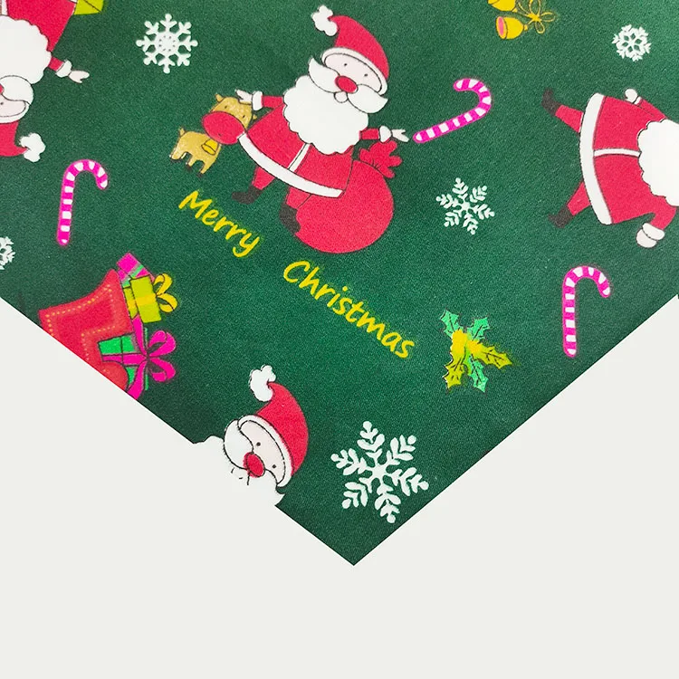 New Arrival Organic Cotton Woven Fabric Christmas Twill Decorative Fabric Santa Printed Pure Cotton Fabric
