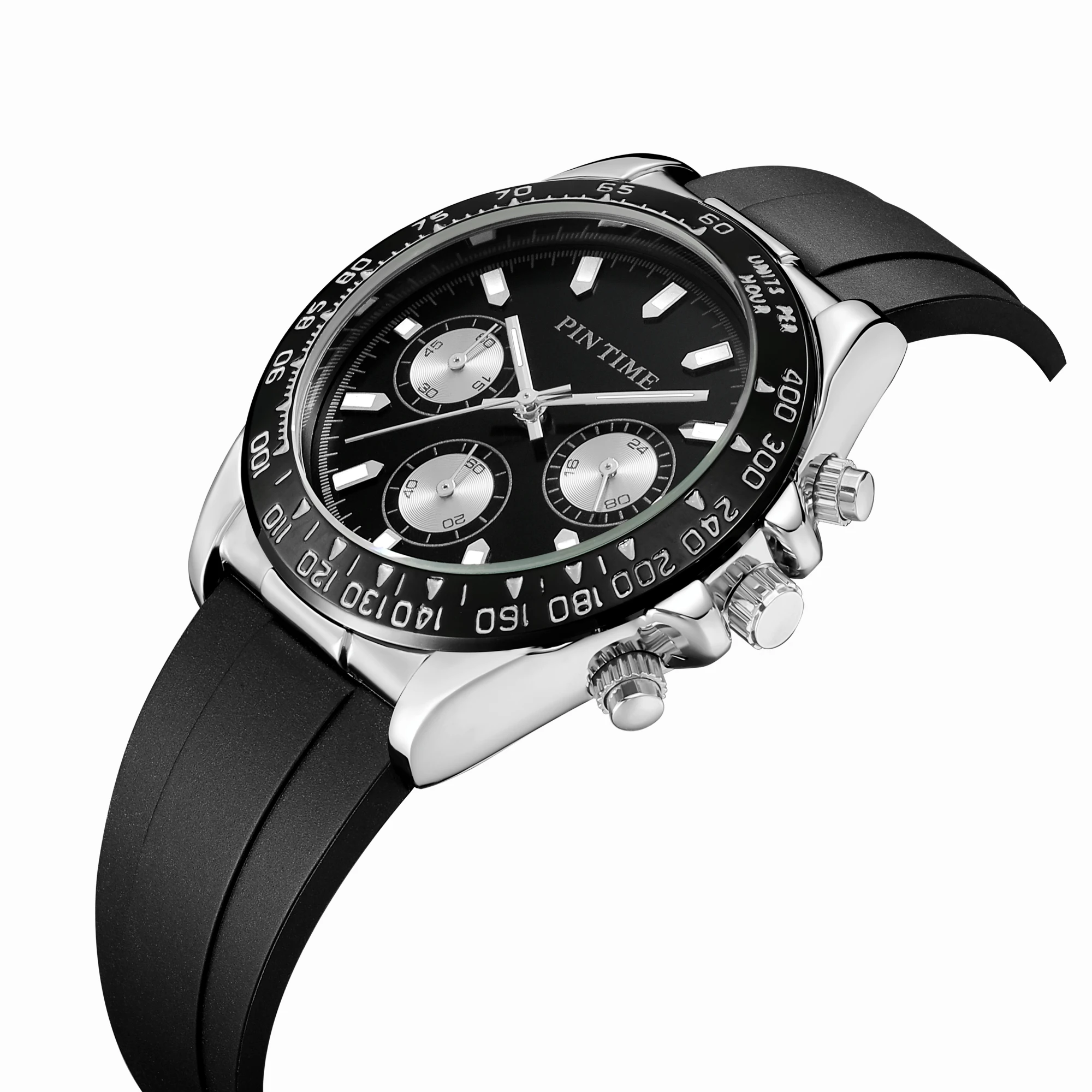 2022 New Custom Logo Gold Luxury Dial Men Mechanical Watch Silicone Strap Fashion Calendar Wristwatches