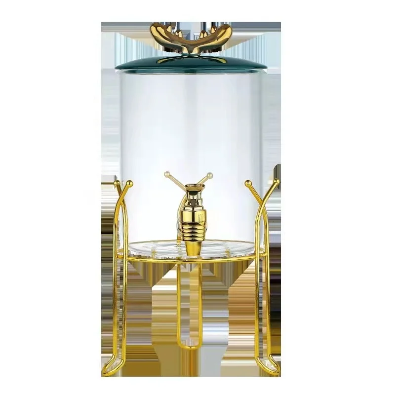 luxury Hot sale high borosilicate glass dispenser and container with metal tray