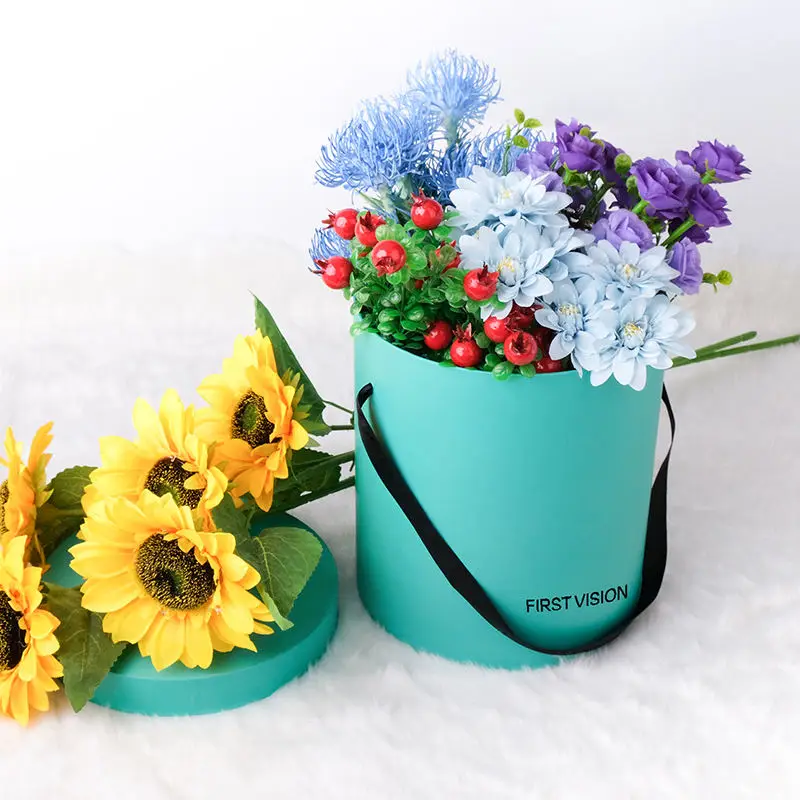 Индивидуальная большая свежая Цветочная Роза роскошная подарочная упаковка цилиндрическая трубка круглая шляпа картонная бумажная коробка с лентой для свадьбы