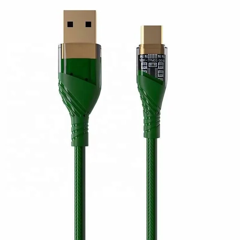 New Design PVC Durable Nylon Braided Transparent USB C Cable 3A Fast Charging TYPE C Cable for Huawei Xiaomi Samsung