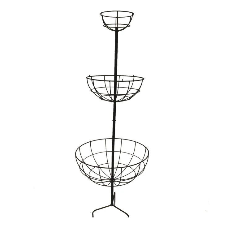 Factory Direct Metal Wire Basket Snack Potato Chip Display Rack with 3 tiers Plush Toys Display Stand with Cycle Basket Holder