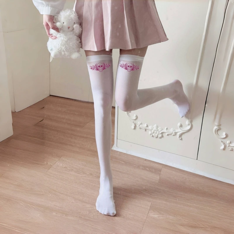 Halloween Skull Knee High Socks Halloween Velvet Knee High Socks Skull Print Solid Color Socks