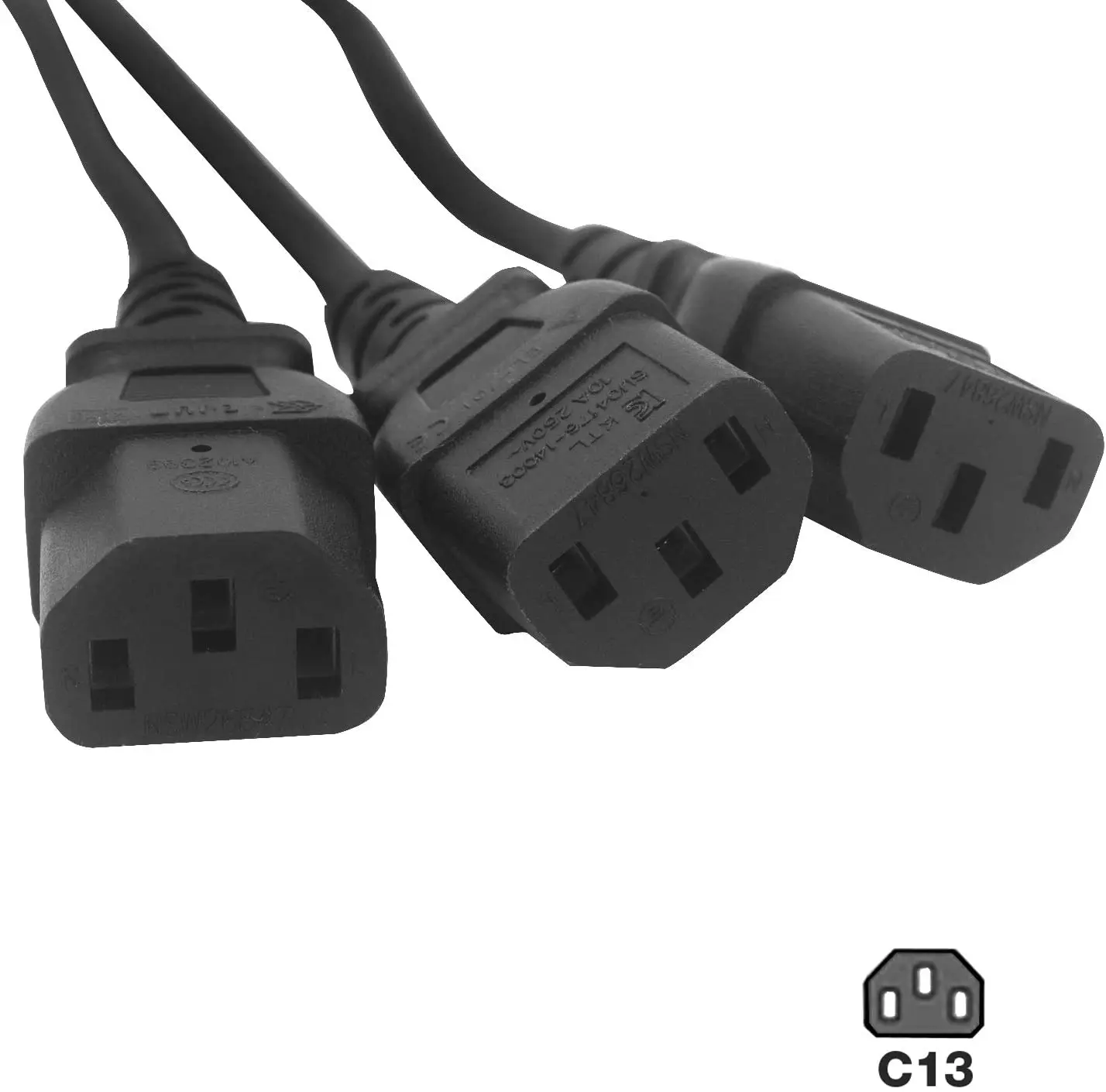 IEC C14 to C13 EU US Y Split Power Cord 1 to 2 3 4 Splitting Power Cable for Computers