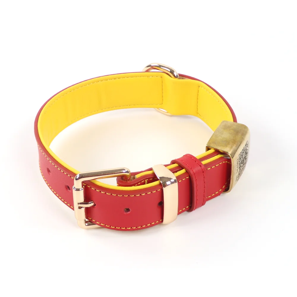 Luxury PU Leather Pet Collar Custom Colors Softly Padded Waterproof Classic Vegan Genuine Leather Dog Collar