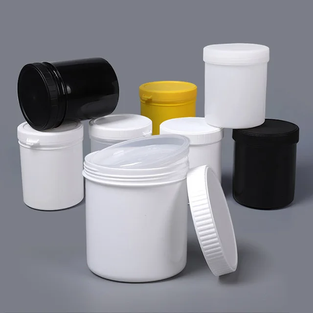white clear plastic bucket with plastic handle