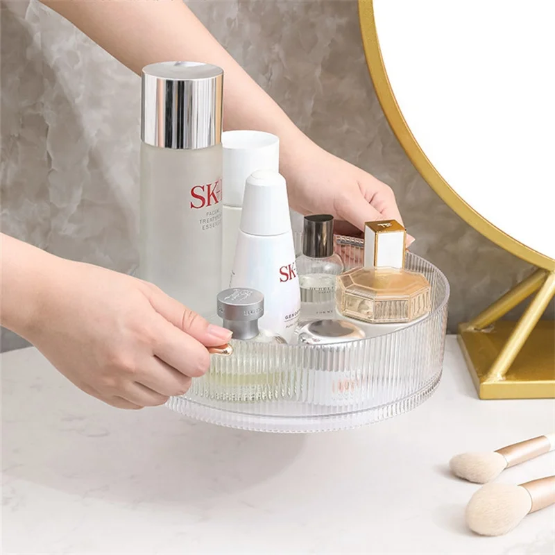 Rotating desktop containers Dresser Organizer Round Skincare Jewelry Cosmetic Storage Box Transparent rotatable makeup organizer