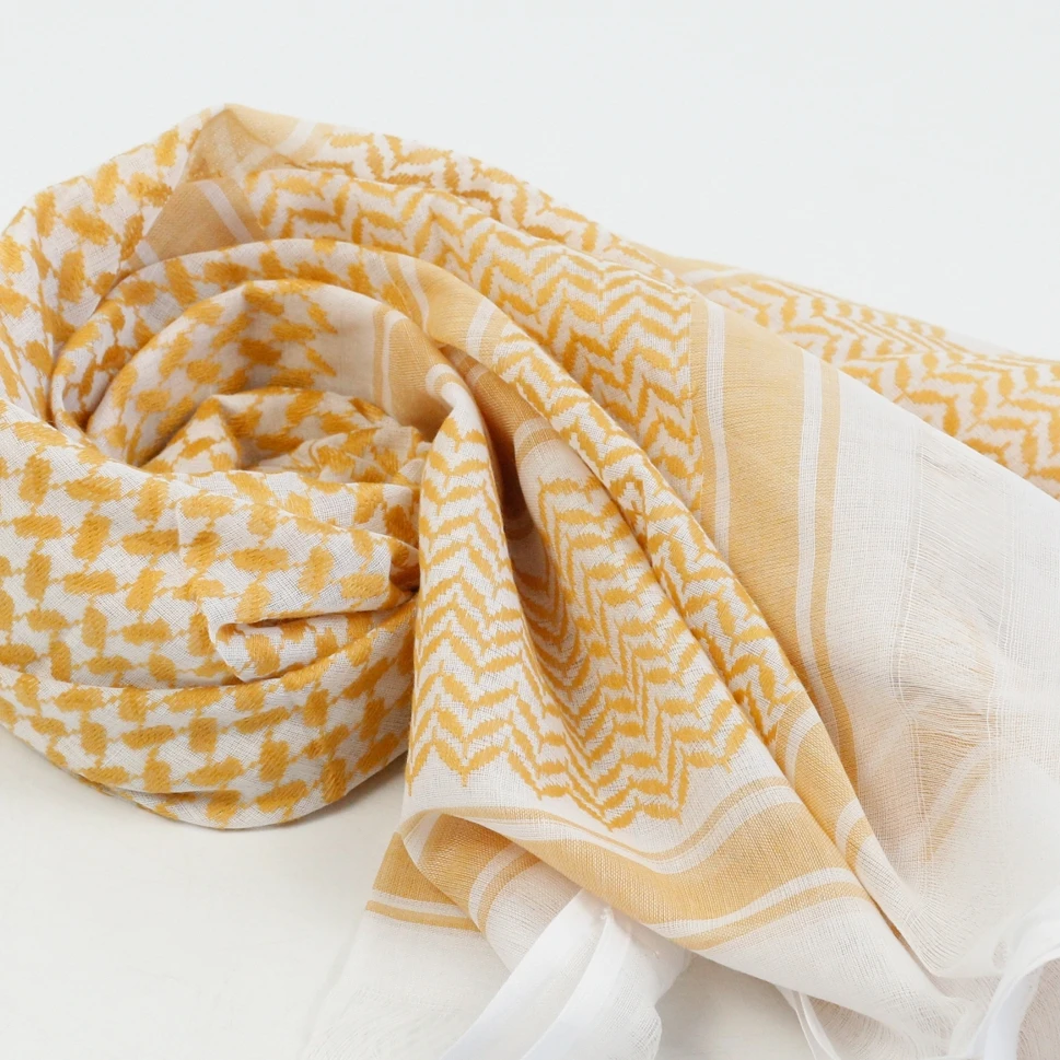 Factory woven pattern keffiyeh muslim arabic windproof desert wrap shawl shemagh hijab square man polyester scarfs yashmagh