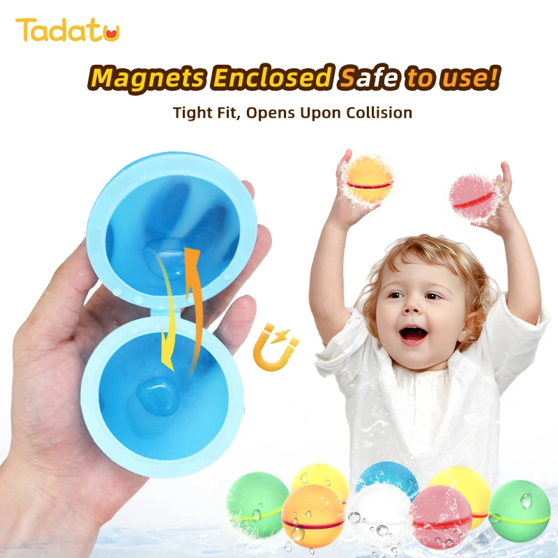 Summer Pool Toy Magnetic Water Bomb Silicone Refillable Water Balloons Reusable Water Ballons for Kids