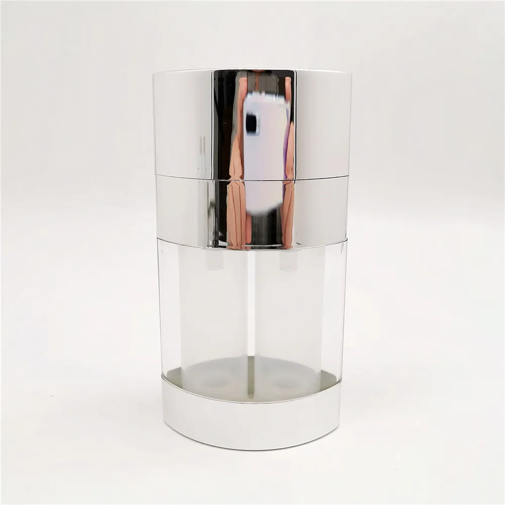 Empty 30ml plastic silver cosmetic double wall dual chamber airless pump bottle double tube