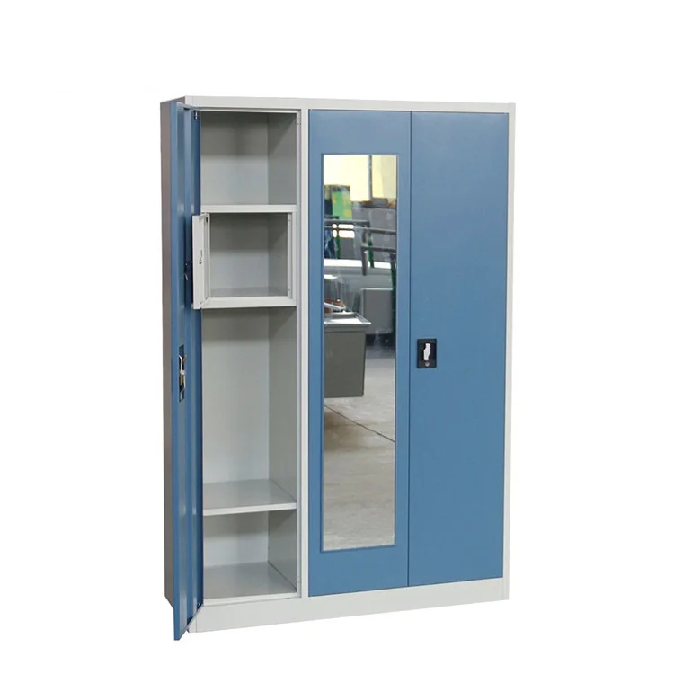 Style Home Furniture Wardrobe 3 Doors Muilt-founction Bedroom Metal Steel Indian Wardrobe Cabinet Modern Customized Color 30