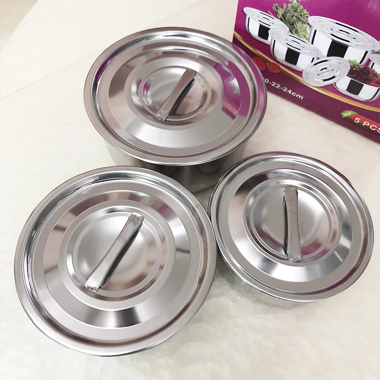 Five-Piece Stainless Steel Thai Cooking Pot Set with Lid Sustainable Metal Flavor Pot for Kitchen Use for Gift