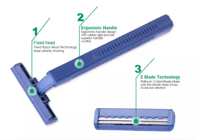 Hot sale Super Cheap men shaving razor twin blade fixed head Disposable double edged Razors for hotel