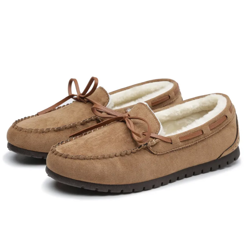 Women men micro suede casual  comfort winter fur clog anti-skid sole indoor outdoor warm house shoes