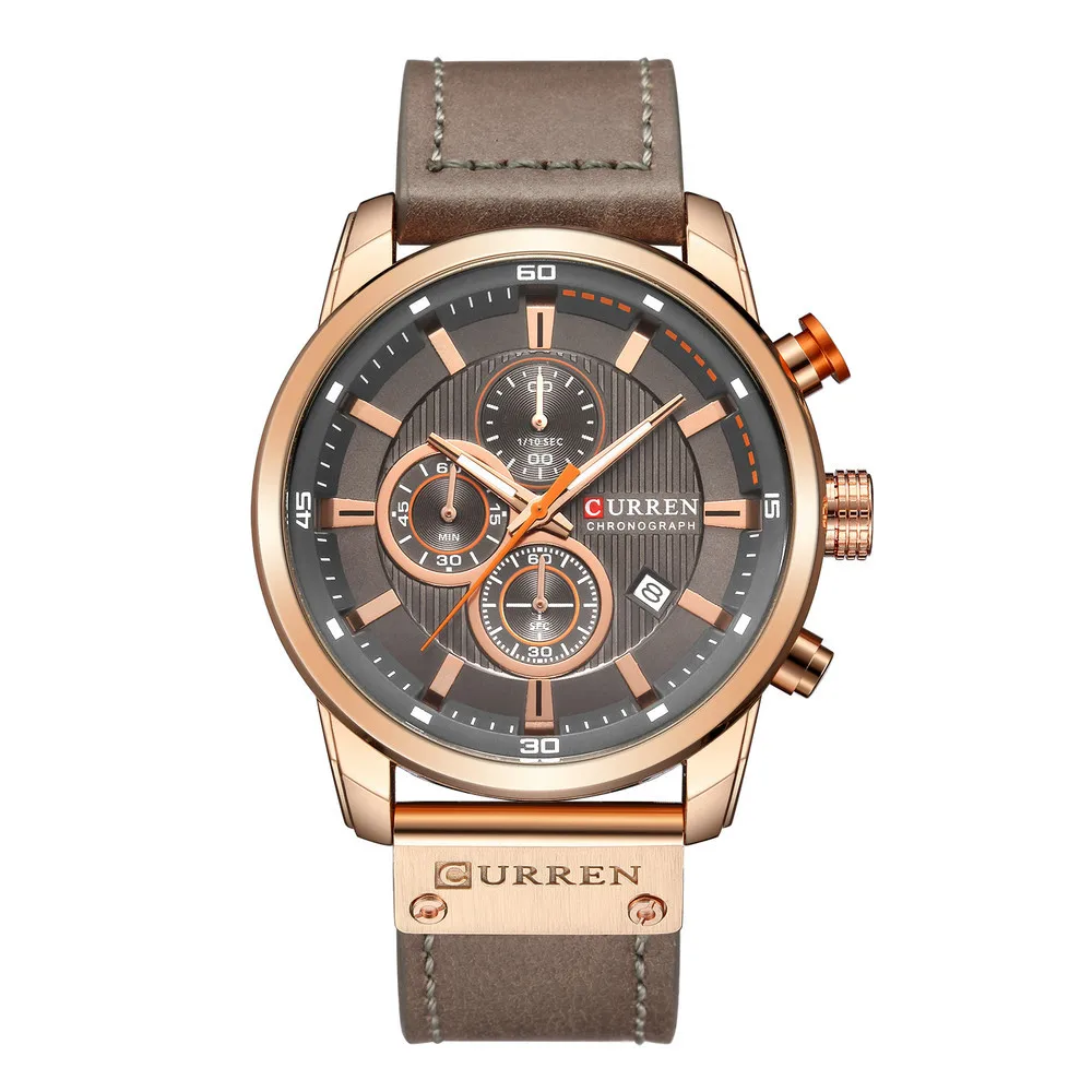 Curren 8291 Top Brand Male Leather Band Three Eyes Quartz Analog Wrist Watches Mens Casual Bracelet Watches Montre Homme