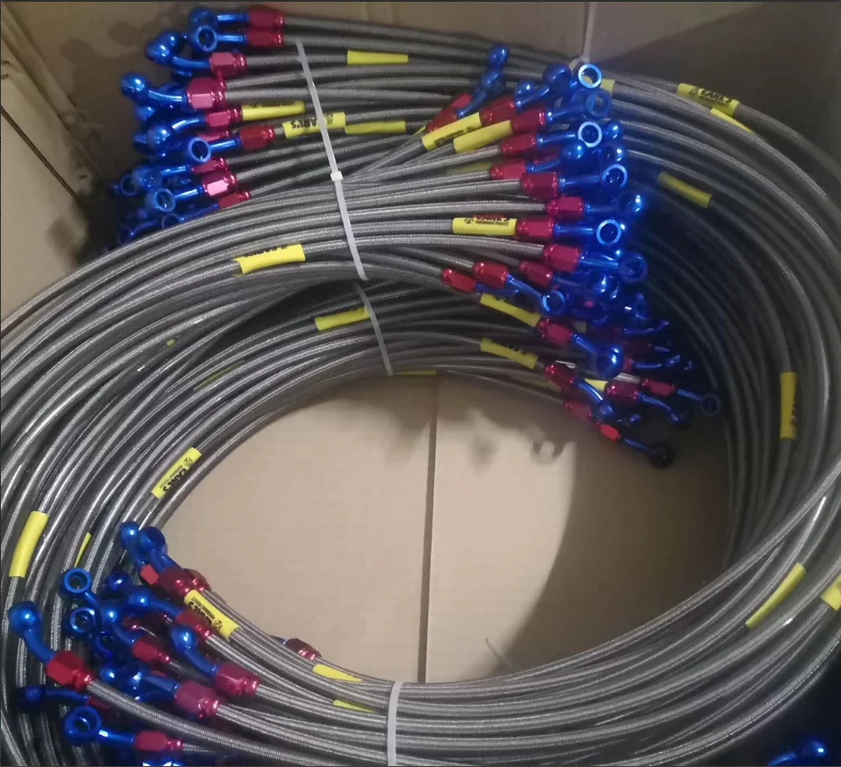 High performance an4 -4 an od 5/16' id 3/16' stainless steel wire braided ptfe brake fuel hose lines for e10