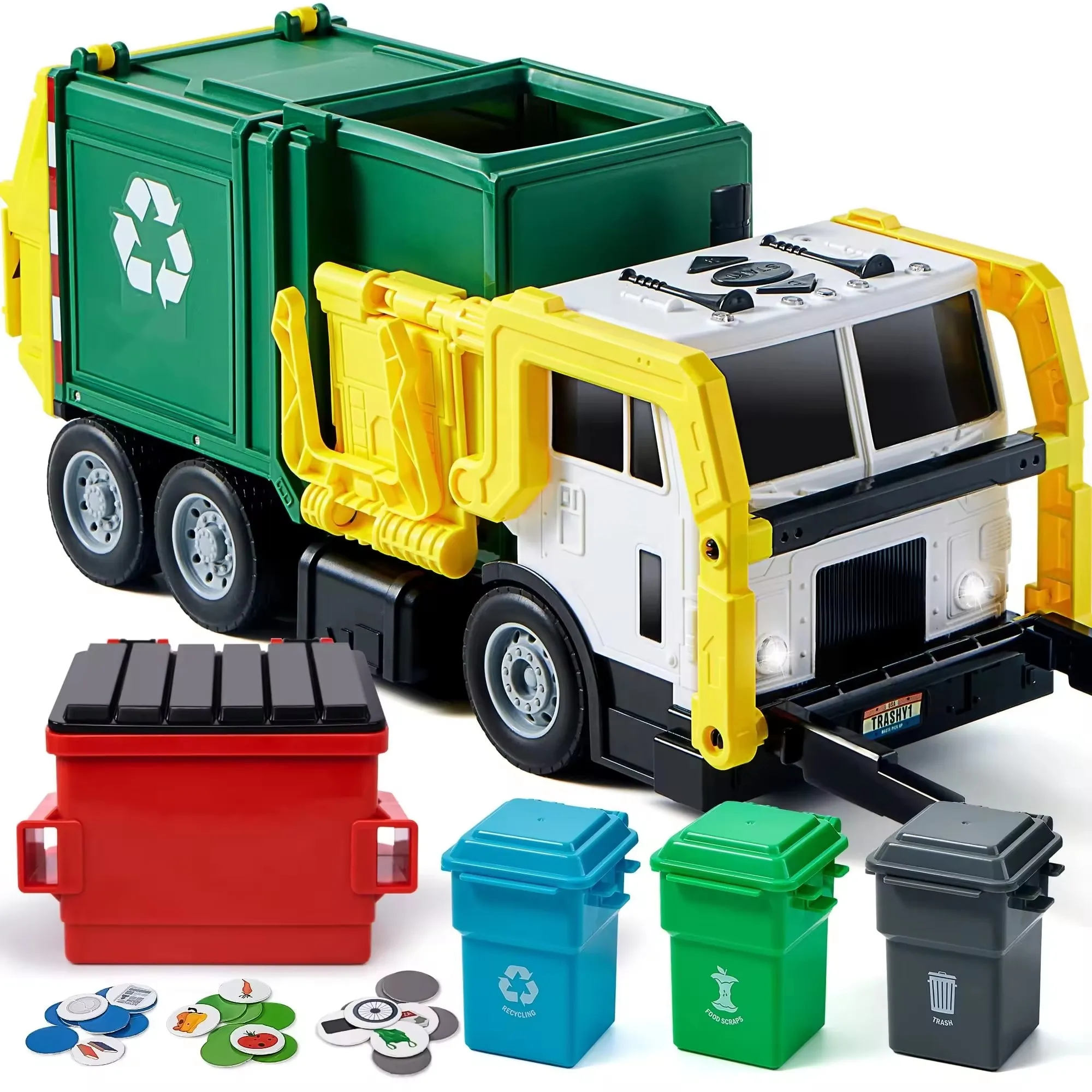 Educational Toys City Garbage Truck Car Model Diecast Garbage Sorting Sanitation Vehicle Car Model Sound and Light Children Toy