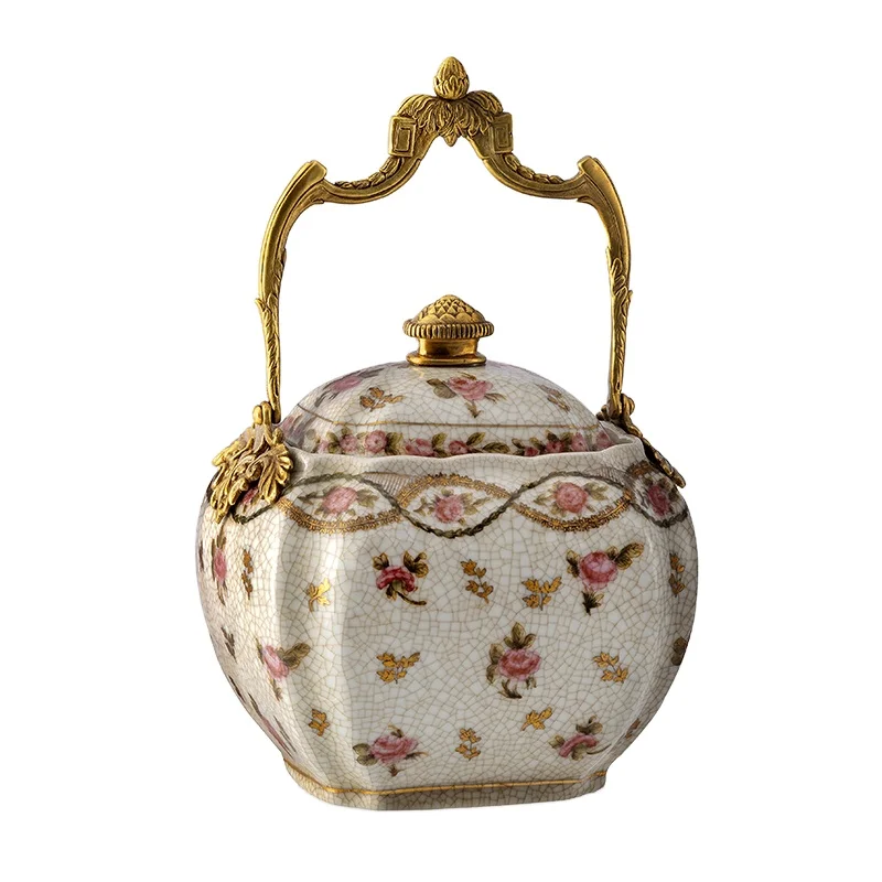 Luxury & classic elegant european style ormolu home decoration flower vase cookie store box jar