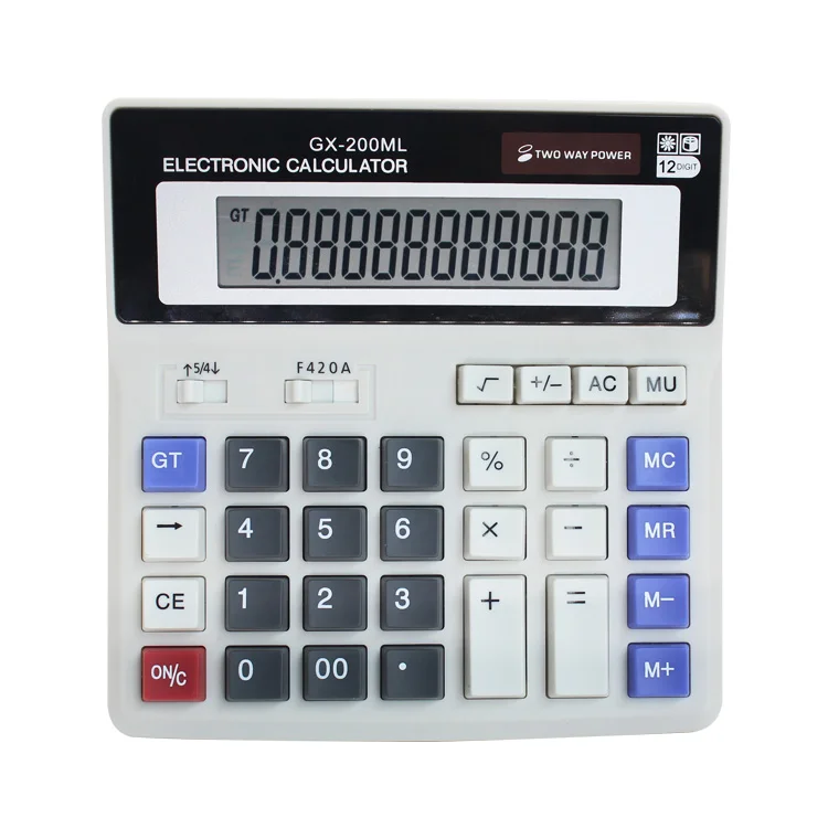 Jumbo Big Size Computer Keyboard 12-Digit Dual Power Office Supply Desktop Financial Electronic Calculator 200ML