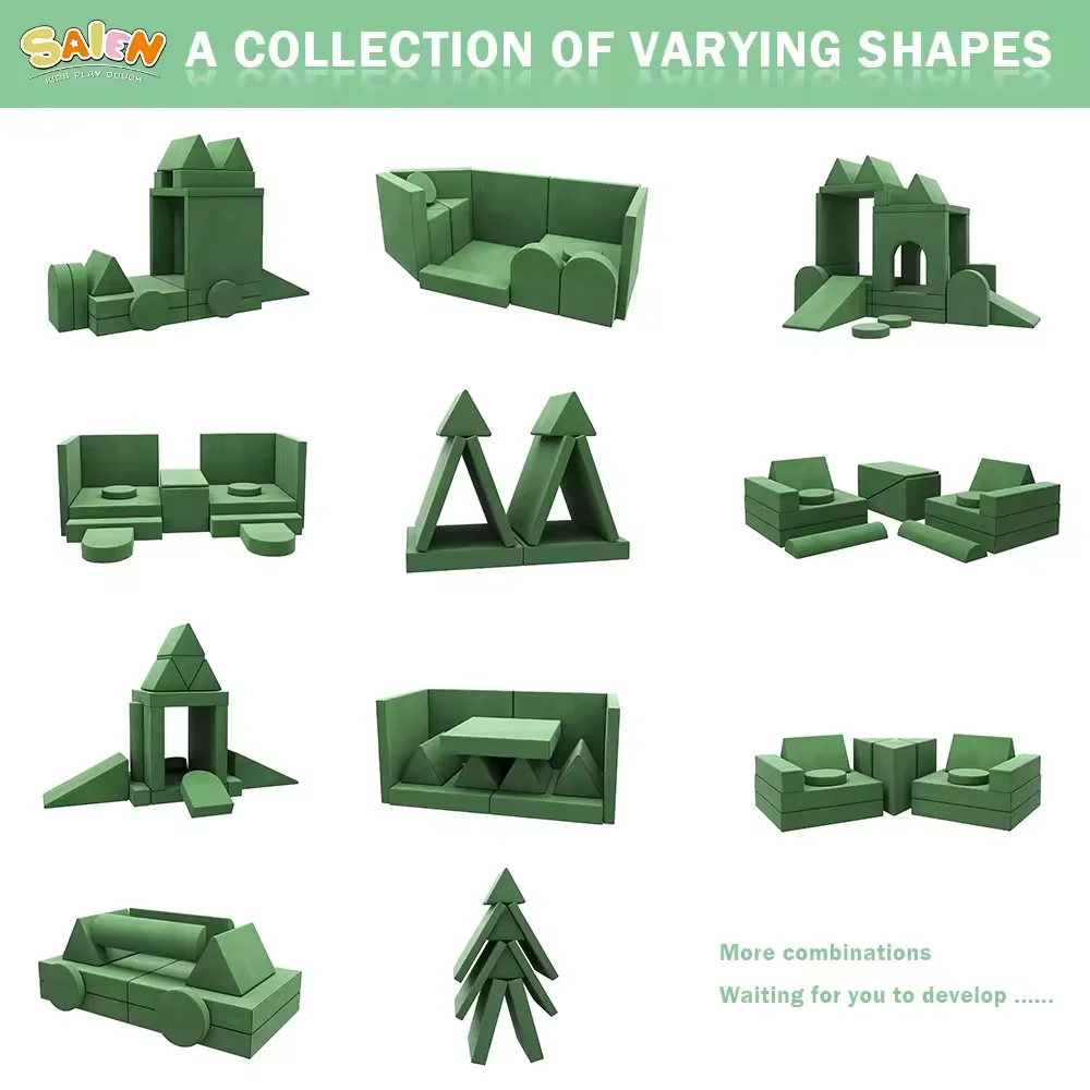 Wholesale Parent-child Sofa 25pcs set Couch Modular Playroom kids Sofa With Certipur-us Foam Safety Play Couch