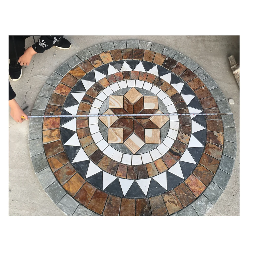 WJ Classical Statues Natural Marble People Tree Pattern Water-jet Medallion Floor Wall Covering Decor Pattern Tiles