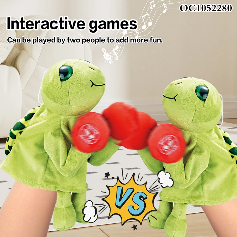 Plush turtle design indoor interactive sports games boxing fighting robot doll products set toy for kids