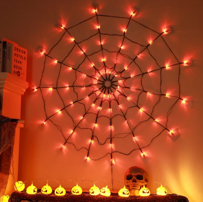 1m Outdoor Spider Web Garden Halloween Party Room Decoration Battery Operated Led Fairy String Lights With Usb Remote Control