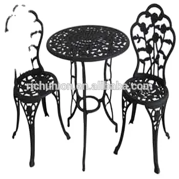 3 piece rose style outdoor garden furniture cast iron bistro chair