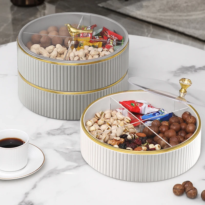 Leather Snackle Box Charcuterie Container Snackle Box Food Storage 4 Compartments Divided Serving Tray with Lid