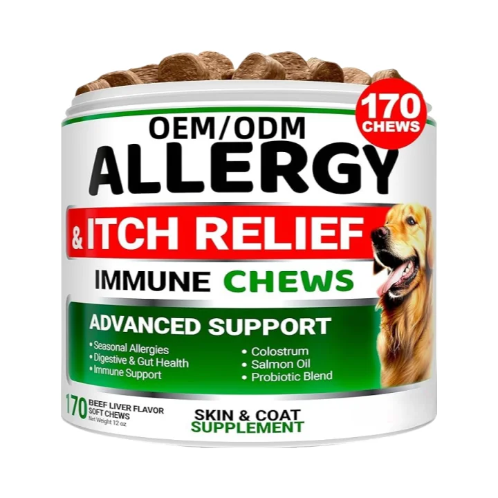 OEM Dog Allergy Relief Chews - Dog Itching Skin Relief Treatment Pills - Itchy and Paw Licking  - Dry Skin & Coat Supplement
