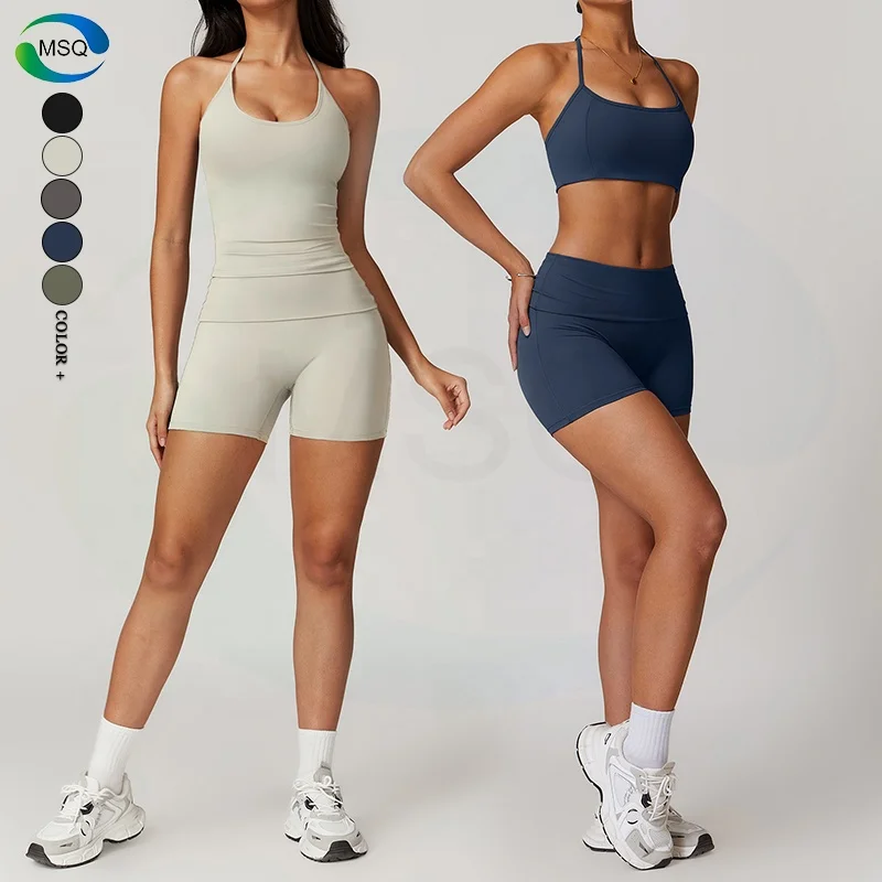 Sleeveless Sports Gym Clothes Yoga Activewear Women Gym Fitness Sets 5 Pcs Yoga Set Custom Sportswear For Women