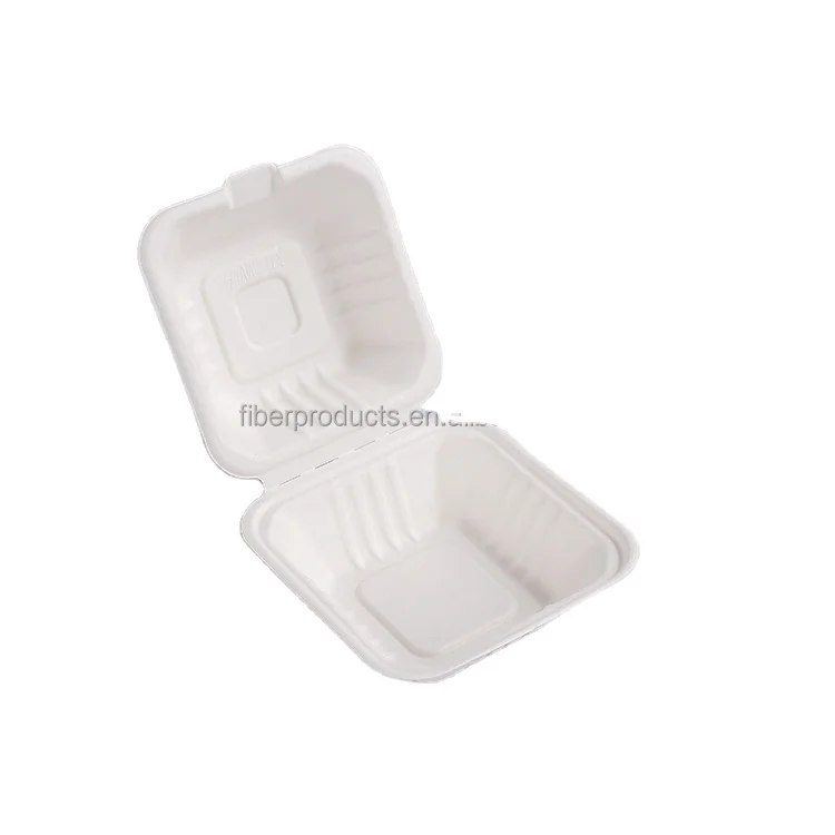 Disposable biodegradable sugarcane pulp food box tableware