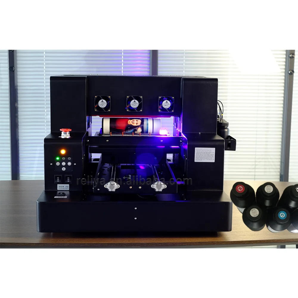 Factory price LED UV flatbed printer crystal label metal label a4 a3 uv printer with ink