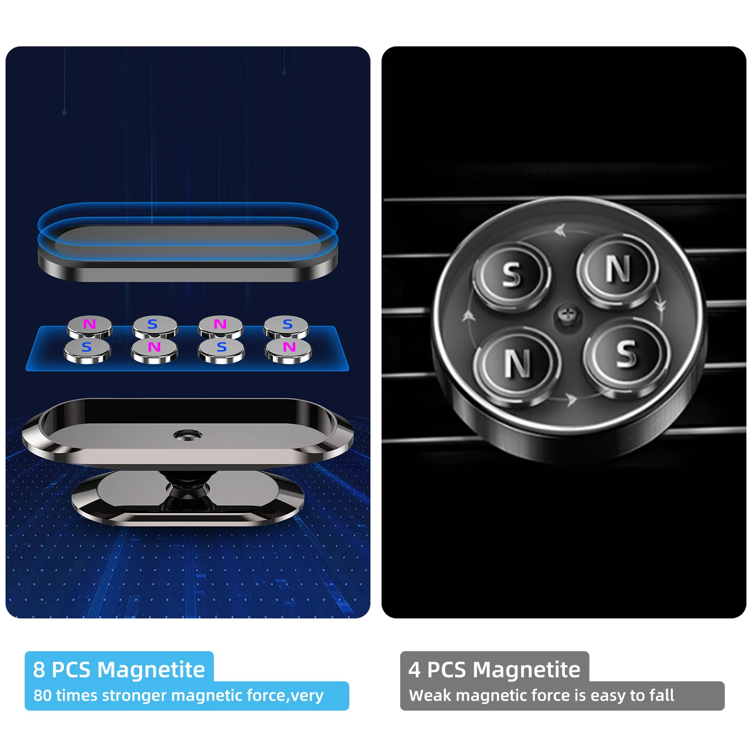 Универсальный автомобильный держатель для мобильного телефона Регулируемая металлическая Магнитная подставка для смартфона на приборной панели