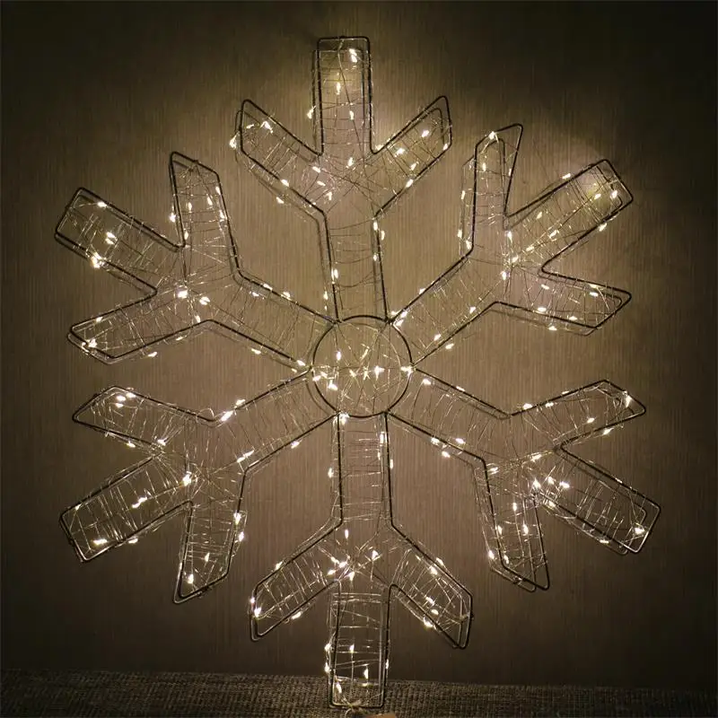 High Quality  3D Christmas Metal Snowflake Shape Copper wire Lights  Outdoor Waterproof  for Yard  Decoration