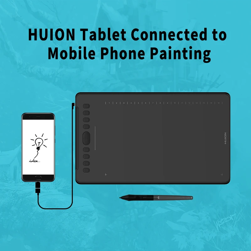  Графический планшет huion H1161 с электромагнитным дигитайзером интерактивный цифровой для рисования сенсорным экраном и бесплатным
