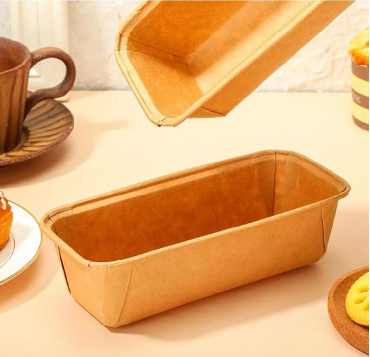 Disposable French bread baking pans model Customize printed oil proof paper muffin cake cup Paper loaf baking pans
