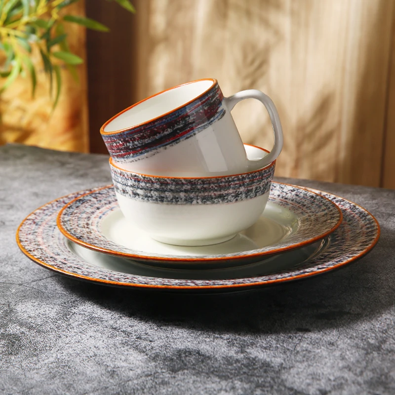 WEIYE Glazed Creative Crockery Tableware Dishes & Plates Unique Design Ceramic Dinner Set Modern Style Porcelain Dinner Set