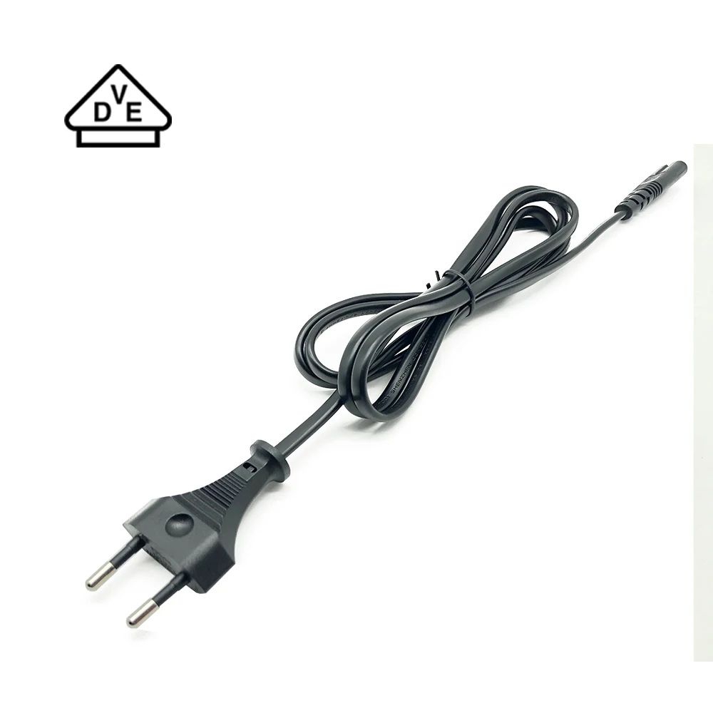 ЕС 250V 2.5A H03VVH2-F 2*0.75mm2 IEC C7 Рисунок 8 AC 2 Pin зубец вилки европейский шнур электропитания от сети переменного