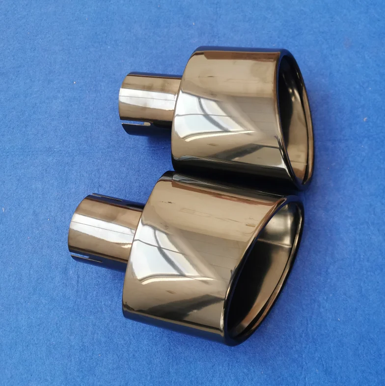 large sizeTitanium black304Stainless Steel Auto Accessory Left And Right Side In Pairs Exhaust Tips Car Flat Muffler Tailpipe