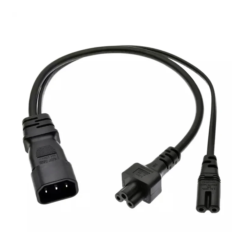 Customized Y Type Splitter Cable Iec 320 C14 Power Plug Short Cord Single IEC 320 C5 Male to C7 Female C5 Extension Adapter Cord Cable