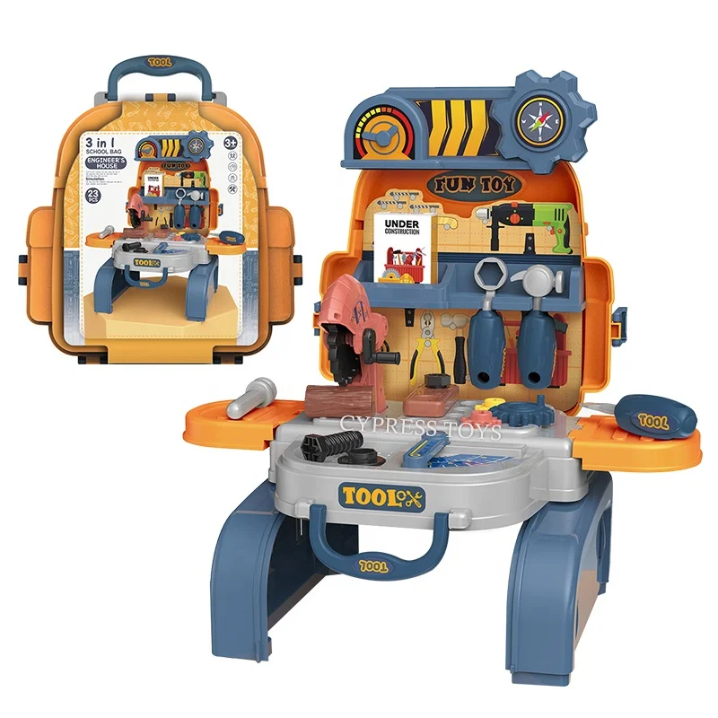 3 in 1 Backpack Jouet Enfant Pretend Play Plastic Workshop Tool Toys Kids Set Toy Mechanic Box for