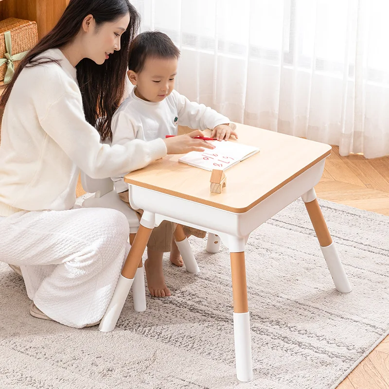 Hot Sale Preschool Daycare Nursery Furniture Set Wood Kids Study Table Chairs Dining Toddler Figure Desk for Kids Party